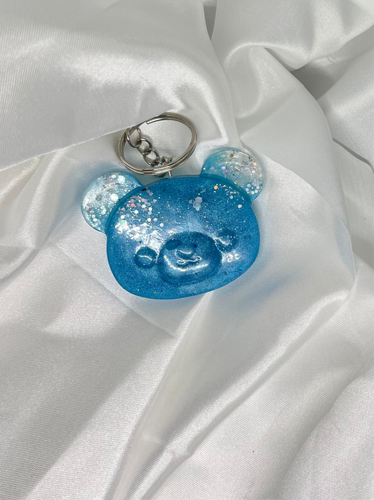 Porte clé Tête ours bleu pailletée