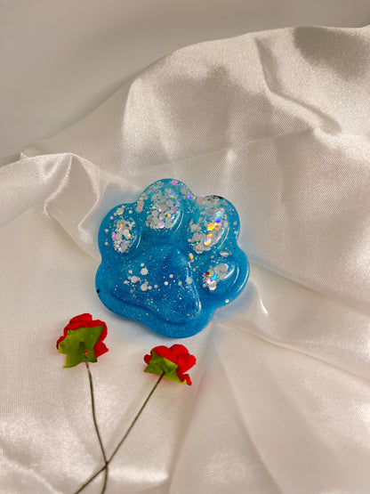 Porte clé Pâte de Chien bleu pailletée